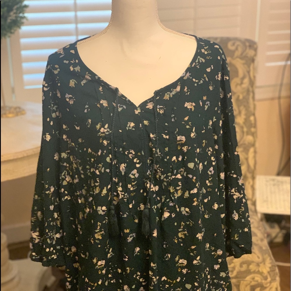 Forest green blouse/top- size 2x